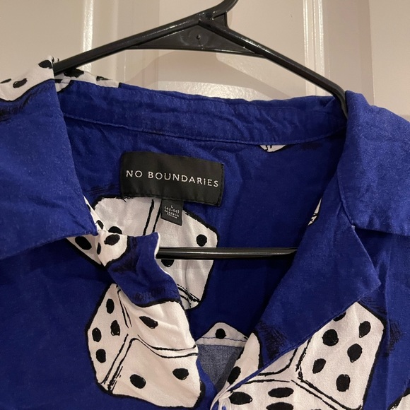 Blue Dice Print Men's button Shirt - Picture 2 of 4